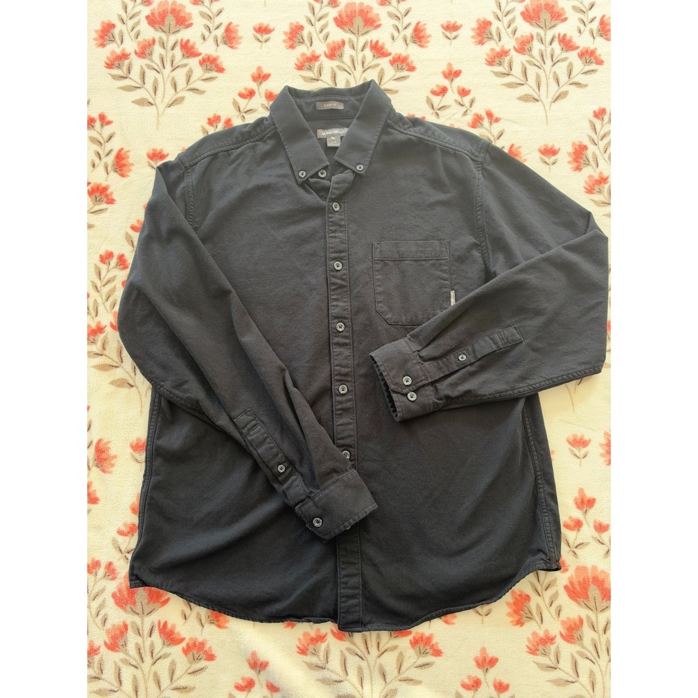 Eddie Bauer Mens Classic Fit Black Cotton Button Down Shirt L 13001760